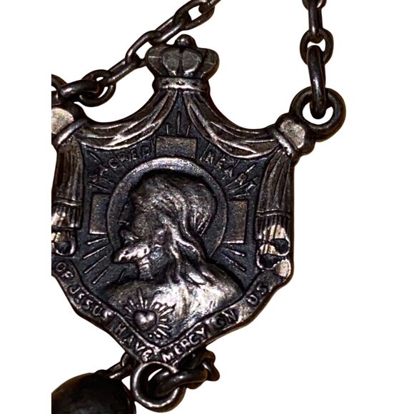 Vintage Sterling Silver Catholic Rosary With Crucifix & Virgin Mary Centerpiece - Picture 14 of 15